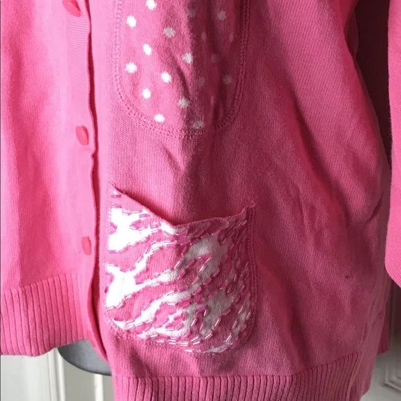 QUACKER FACTORY PINK FAUX BUTTON UP SWEATER LADIES- SIZE XL-SEQUINED - Picture 8 of 10